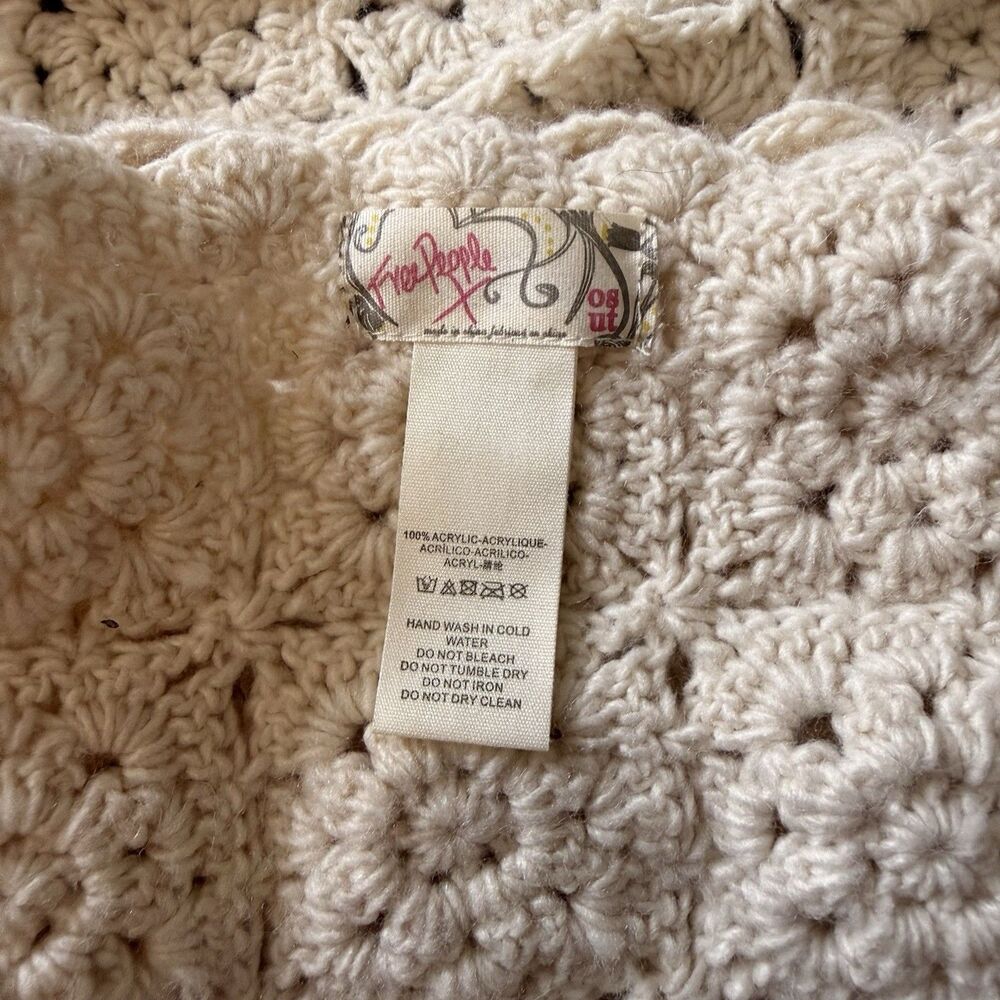 Free People Crochet Granny Square Hooded Scarf Boho Cottagecore Hippie Festival - Picture 6 of 7